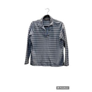 Croft and Borrow Blue and strip collared button long‎ sleeve